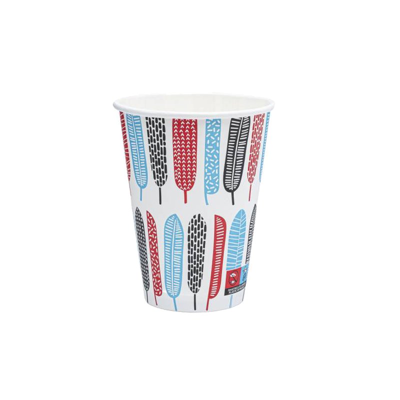 ΠΟΤΗΡΙ ΧΆΡΤΙΝΟ ΜΟΝΌΤΟΙΧΟ 14oz ''FEATHERS'' ΜΕ ΕΠΙΣΤΡΩΣΗ PE 50ΤΕΜ
