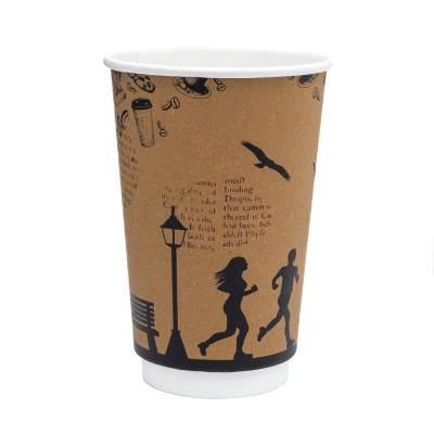 ΠΟΤΗΡΙ ΧΆΡΤΙΝΟ ΔΙΠΛΌΤΟΙΧΟ 16oz ΔΡΟΜΕΙΣ-KRAFT 16T