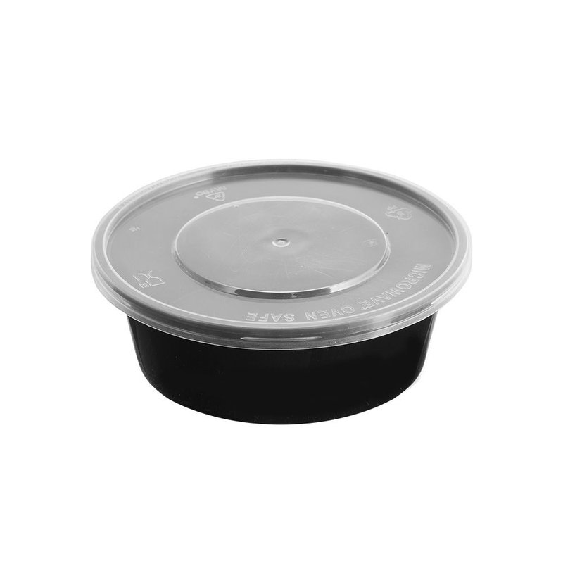 CONTAINER ΣΤΡΟΓΓΥΛΌ PP ΜΑΎΡΟ 300ml Τ55 Μ/Κ 50Τ